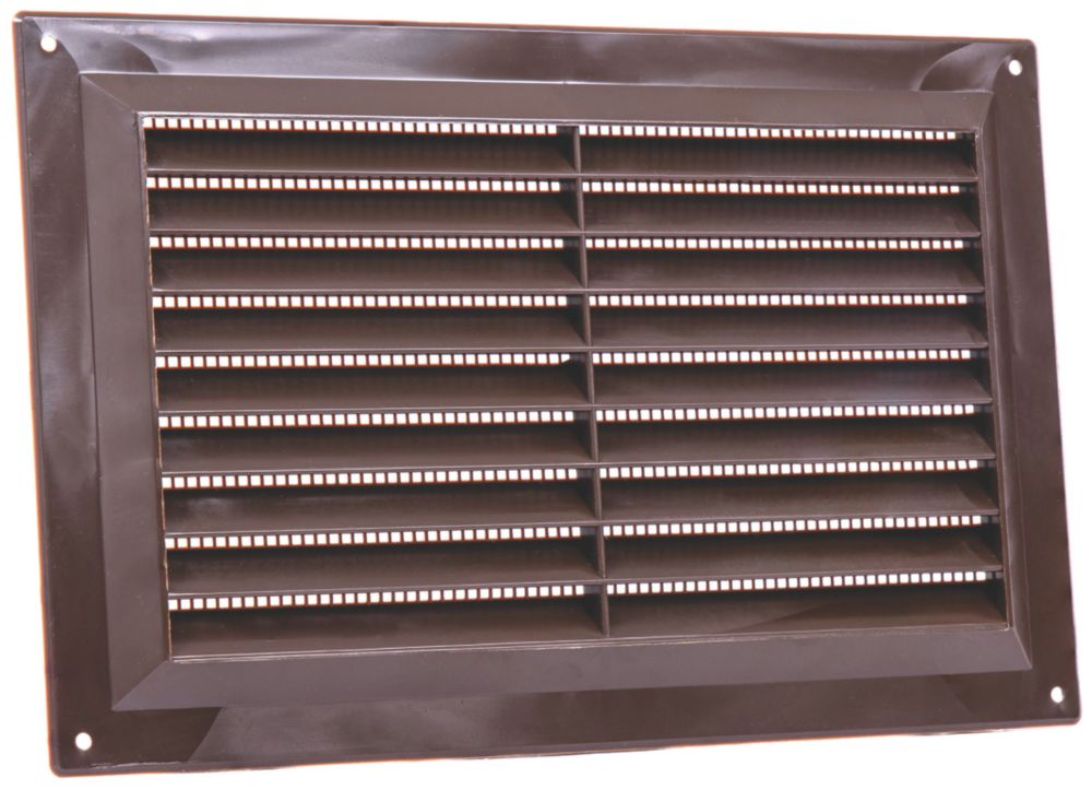 Image of Map Vent Fixed Louvre Vent with Flyscreen Brown 229mm x 152mm 