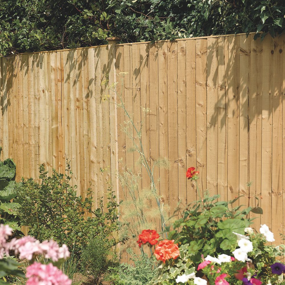 Image of Rowlinson Vertical Board Feather Edge Fence Panels Natural Timber 6' x 3' Pack of 3 