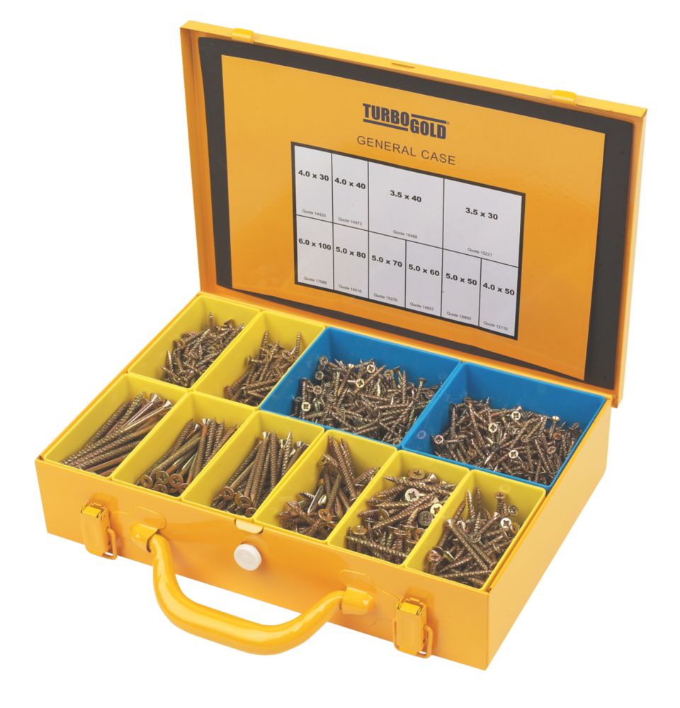 Image of TurboGold PZ Double-Countersunk Woodscrews General Trade Case 1400 Pcs 
