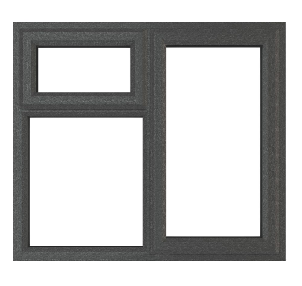 Image of Crystal Right-Hand Opening Clear Triple-Glazed Casement Anthracite on White uPVC Window 1190mm x 1115mm 
