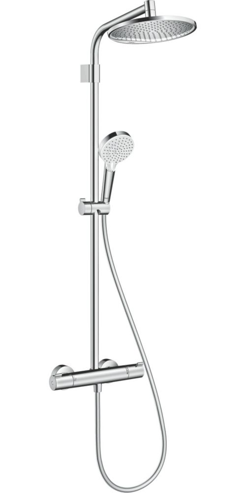 Image of Hansgrohe Crometta S HP Rear-Fed Exposed Chrome Thermostatic Mixer Shower 