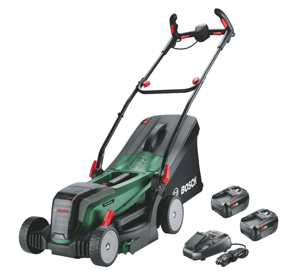 Image of Bosch UniversalRotak 2x18V-37-550 36V 2 x 4.0Ah Li-Ion Power for All Brushless Cordless 37cm Lawnmower 