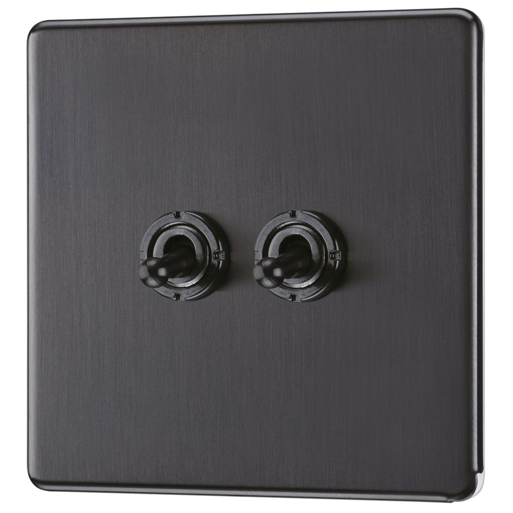 Image of LAP 20A 16AX 2-Gang 2-Way Toggle Switch Slate Grey 