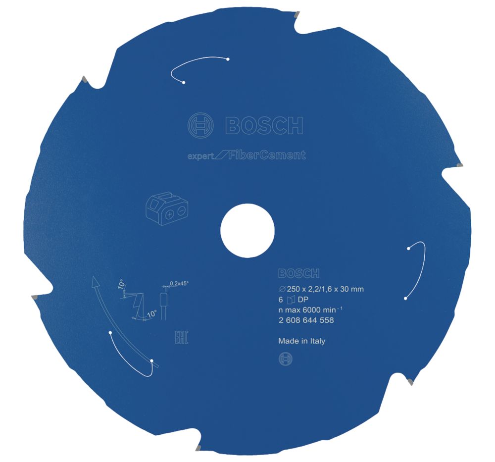 Image of Bosch Expert Fibre Cement Circular Saw Blade 250mm x 30mm 6T 