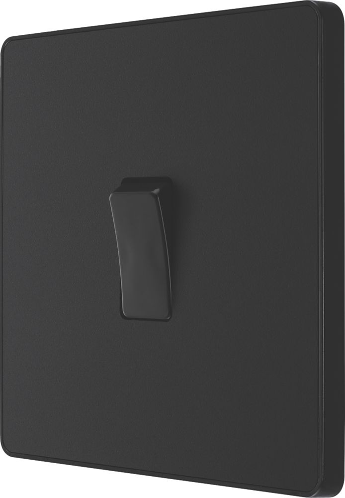 Image of British General Evolve 20A 16AX 1-Gang Intermediate Light Switch Matt Black with Black Inserts 