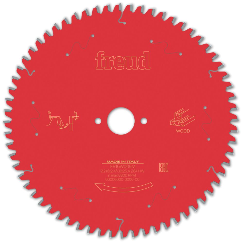 Image of Freud F03FS09752 Wood/Chipboard/MDF Circular Saw Blade 216mm x 25.4mm 64T 