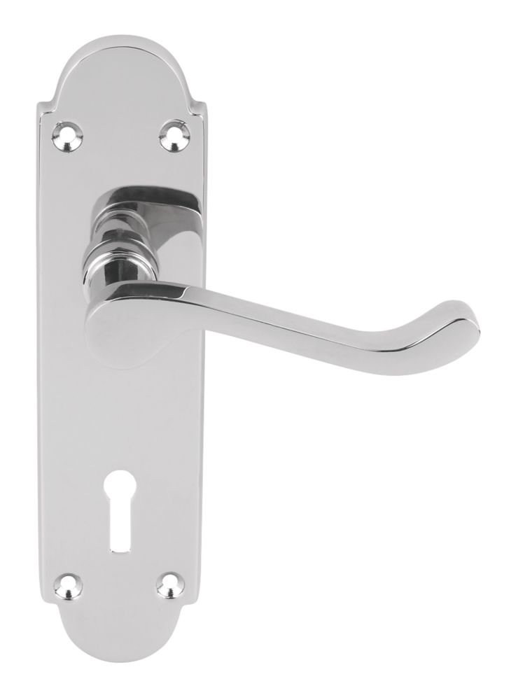 Image of Smith & Locke Lulworth Fire Rated Lock Lever on Backplate Lock Door Handles Pair Polished Chrome 