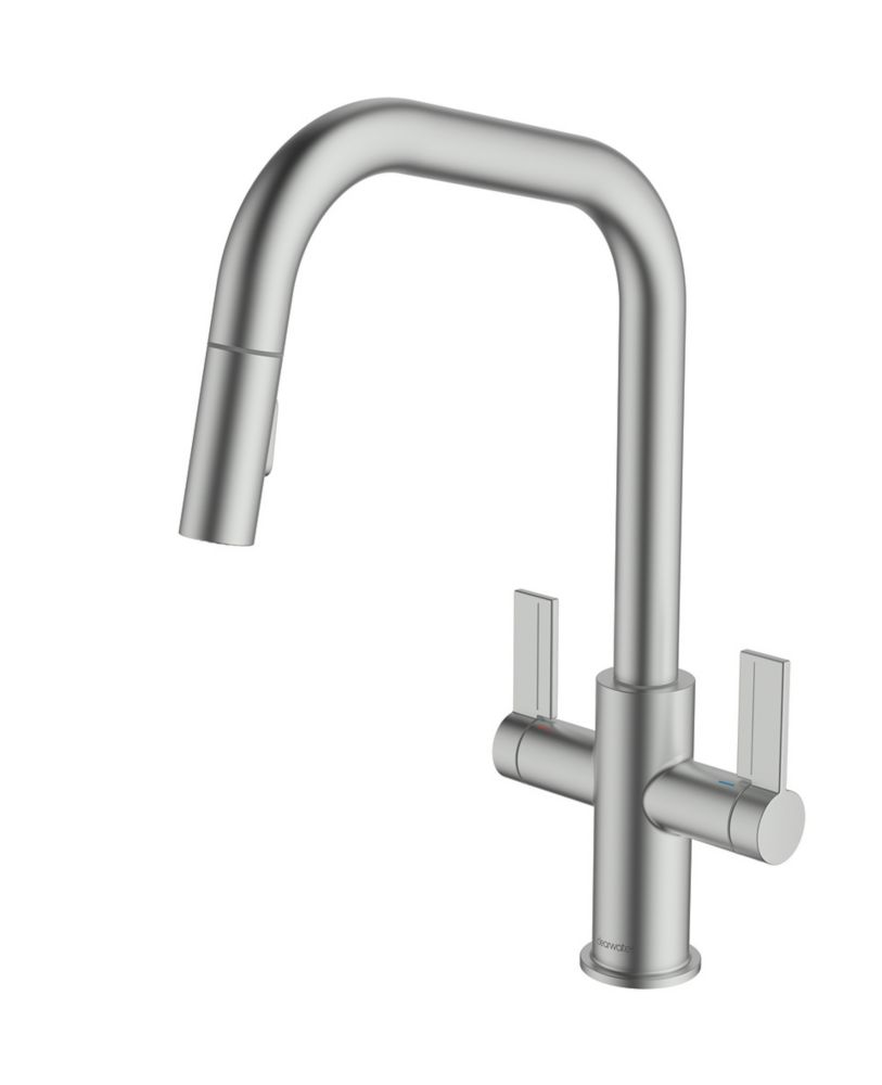 Image of Clearwater Kira KIR20BN Double Lever Tap with Twin Spray Pull-Out Brushed Nickel PVD 