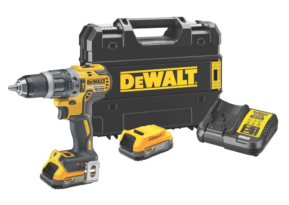 Image of DeWalt DCD796E2T-GB 18V 2 x 1.7Ah Li-Ion PowerStack Brushless Cordless Combi Drill 