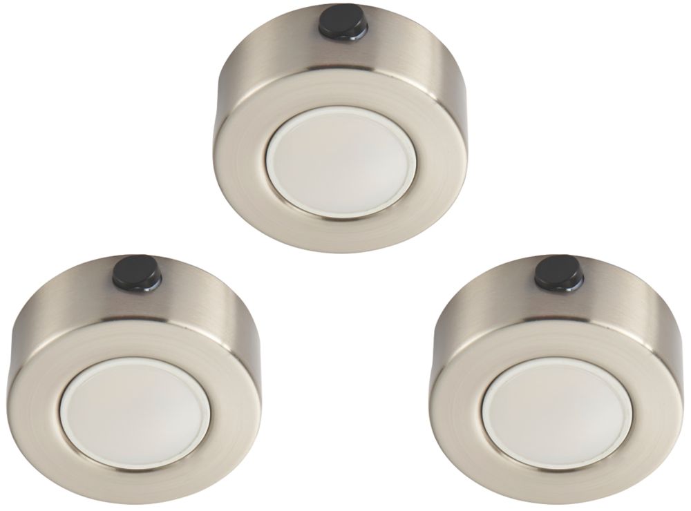 Image of LAP Iris Round LED CCT Cabinet Downlight Satin Nickel 15W 3 x 400lm 3 Pack 