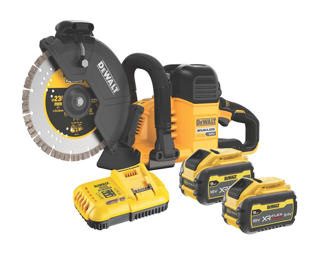 Image of DeWalt DCS691X2-GB 230mm 54V 2 x 9.0Ah Li-Ion XR FlexVolt Brushless Cordless Cut-Off Saw 