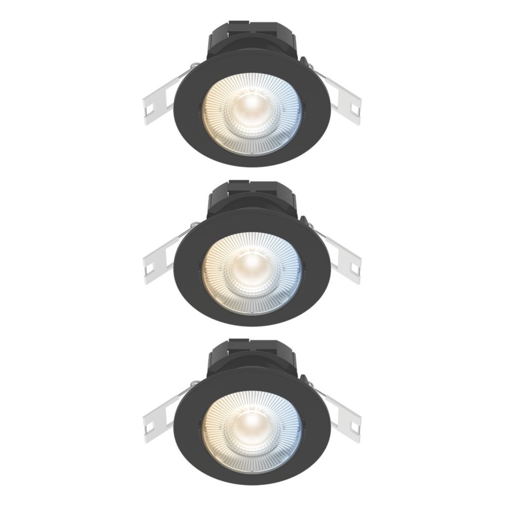 Image of Calex SMD 220-240V 2700-6500K Adjustable Tilting Head LED Smart Downlight With Variable White Light Black 4.9W 345lm 3 Pack 
