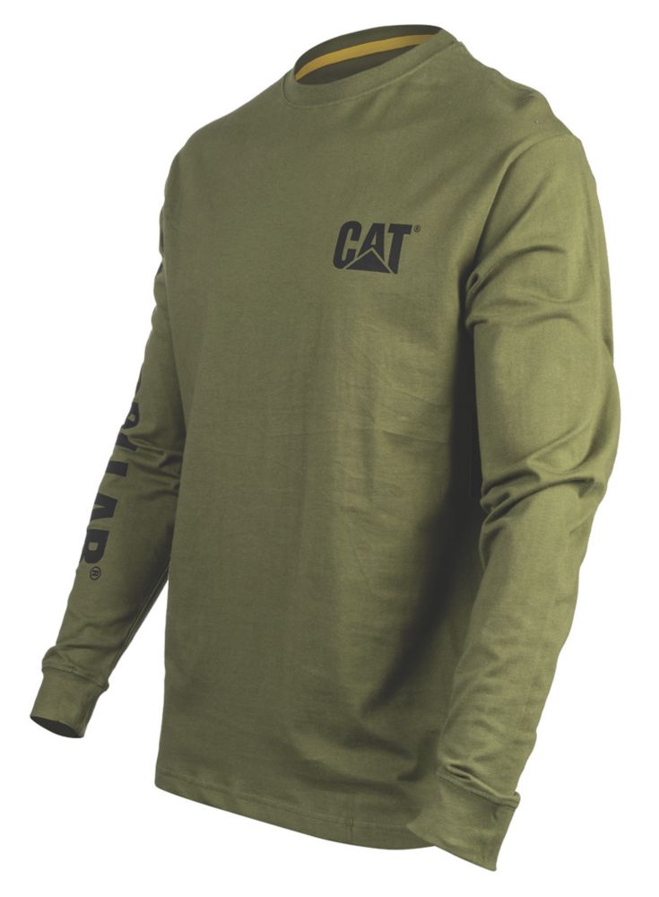 Image of CAT Trademark Banner Long Sleeve T-Shirt Chive XX Large 50-52" Chest 
