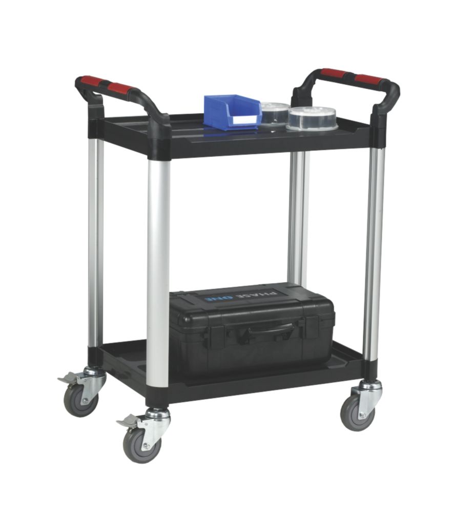 Image of Silver & Black Premium 2-Shelf Trolley 