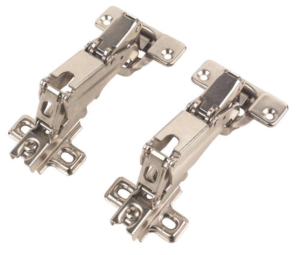 Image of Nickel 165Â° Sprung Concealed Hinges 128mm 2 Pack 
