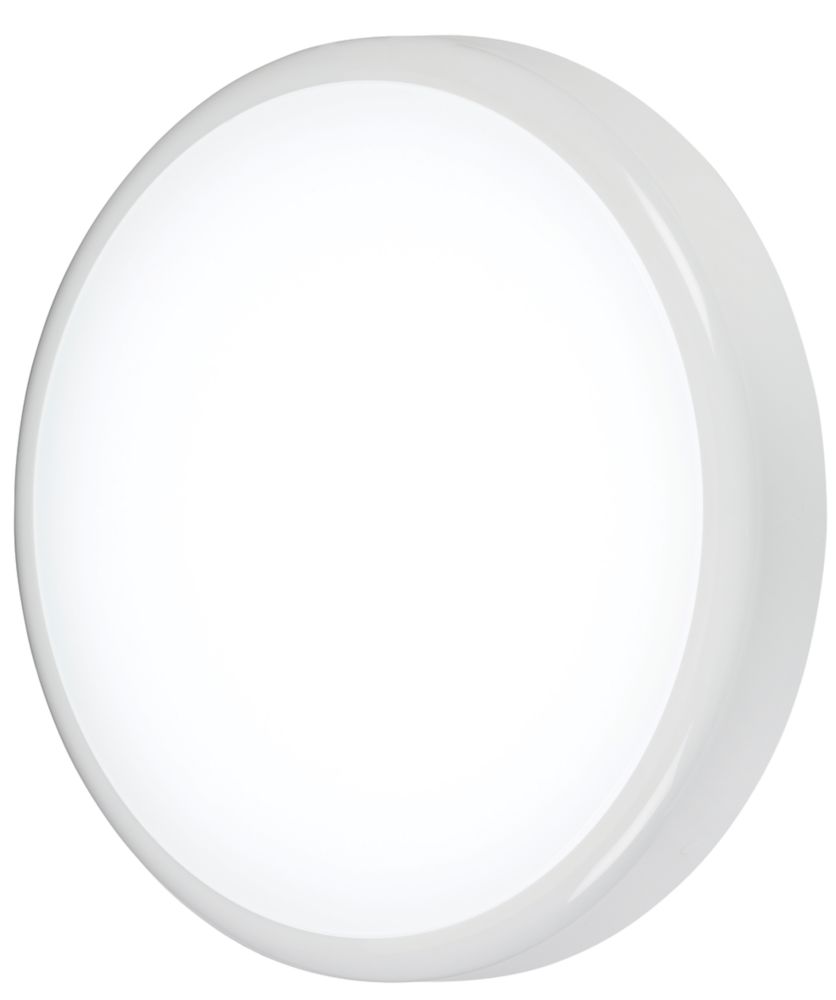 Image of Knightsbridge BT20ACTS Indoor & Outdoor Round LED CCT Adjustable Bulkhead With Microwave Sensor White 20W 1730-1930lm 