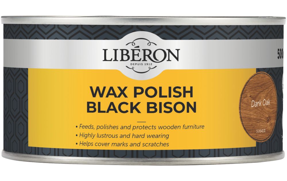Image of Liberon Black Bison Paste Wax Satin to Gloss Dark Oak 500ml 