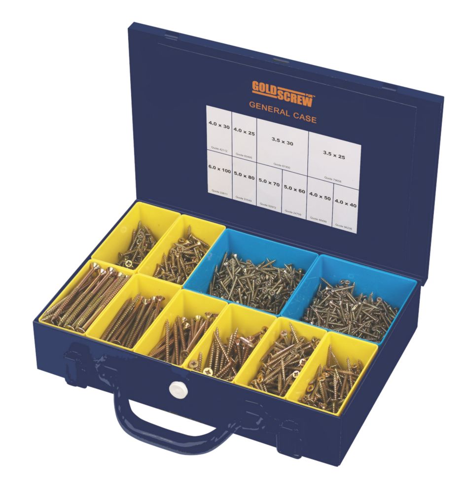 Image of Goldscrew Plus PZ Double-Countersunk Woodscrew General Trade Case 1400 Pcs 