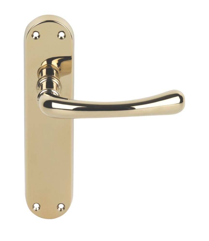Image of Serozzetta Ibra Latch Lever on Backplate Latch Pair Polished Brass 