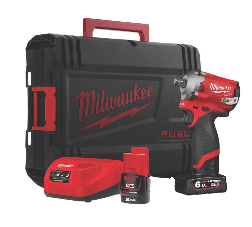 Image of Milwaukee M12 FIWF12-622X FUEL 12V 2 x 2.0 / 6.0Ah Li-Ion RedLithium Brushless Cordless Sub Compact Impact Wrench 