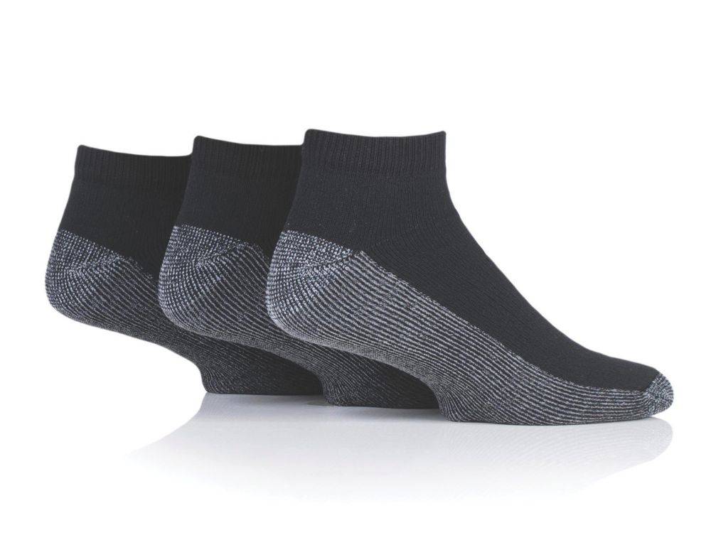 Image of SockShop Heavy Duty Safety Trainer Socks Black Size 6-11 4 Pairs 