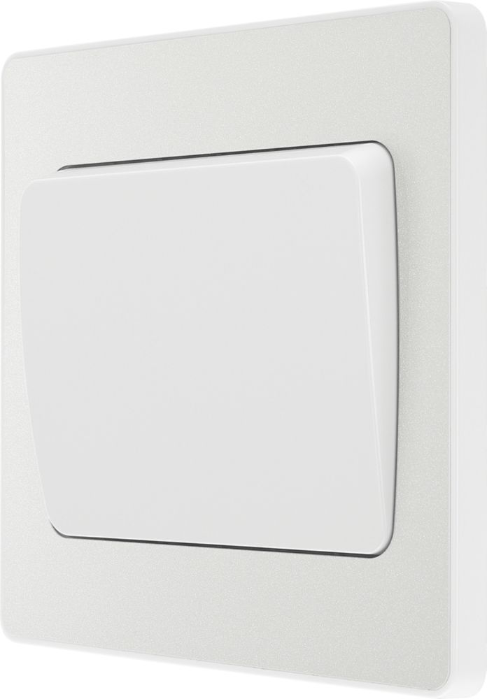 Image of British General Evolve 20 A 16AX 1-Gang 2-Way Wide Rocker Light Switch Pearlescent White with White Inserts 
