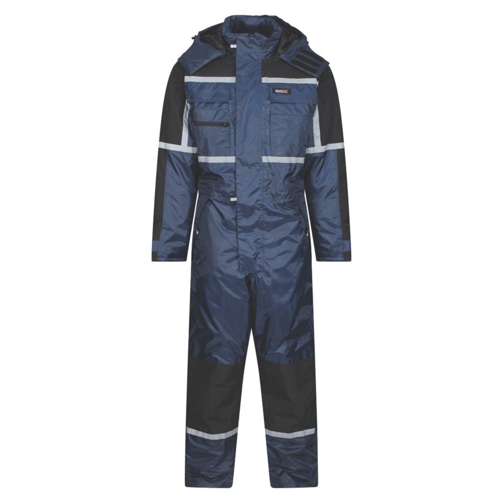 Image of Regatta Waterproof Insulated Coverall All-in-1s Navy XXXX Large 50" Chest 32" L 