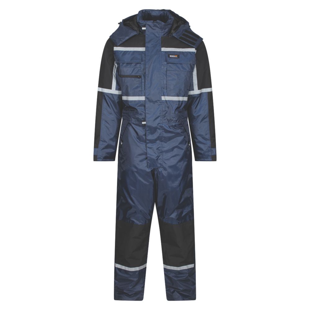 Image of Regatta Waterproof Insulated Coverall All-in-1s Navy XXXX Large 50" Chest 32" L 