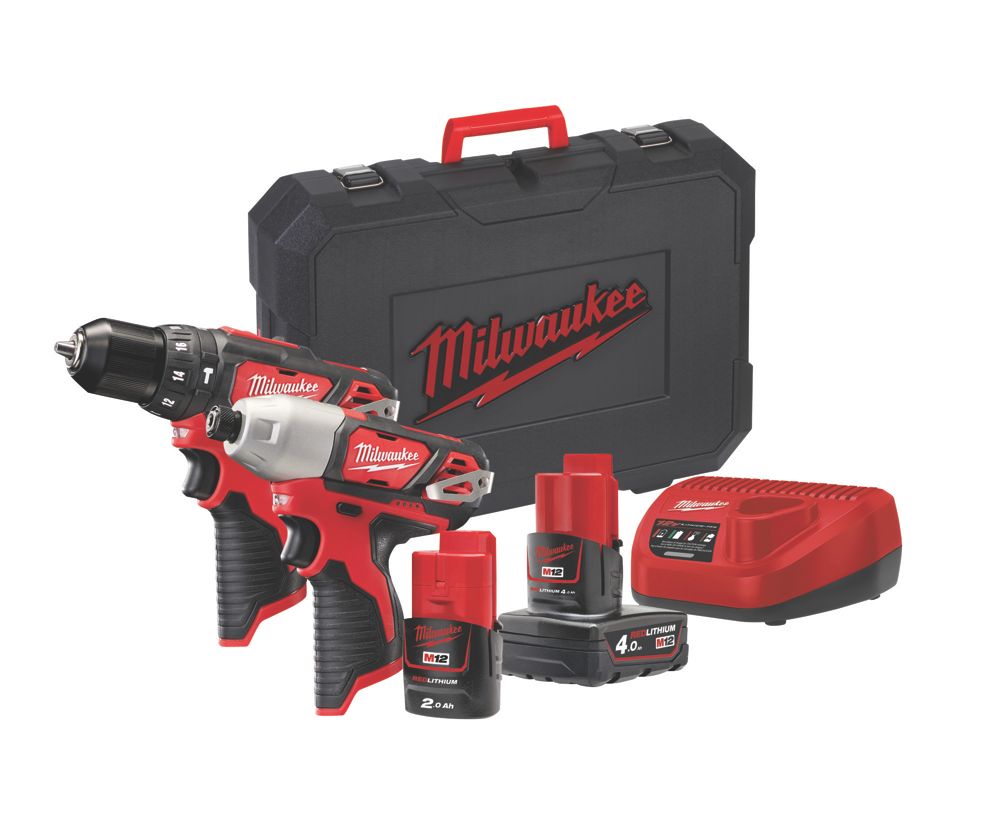 Image of Milwaukee M12BPP2A-421C 12V 2 x 2.0 / 4.0Ah Li-Ion RedLithium Cordless Twin Pack 