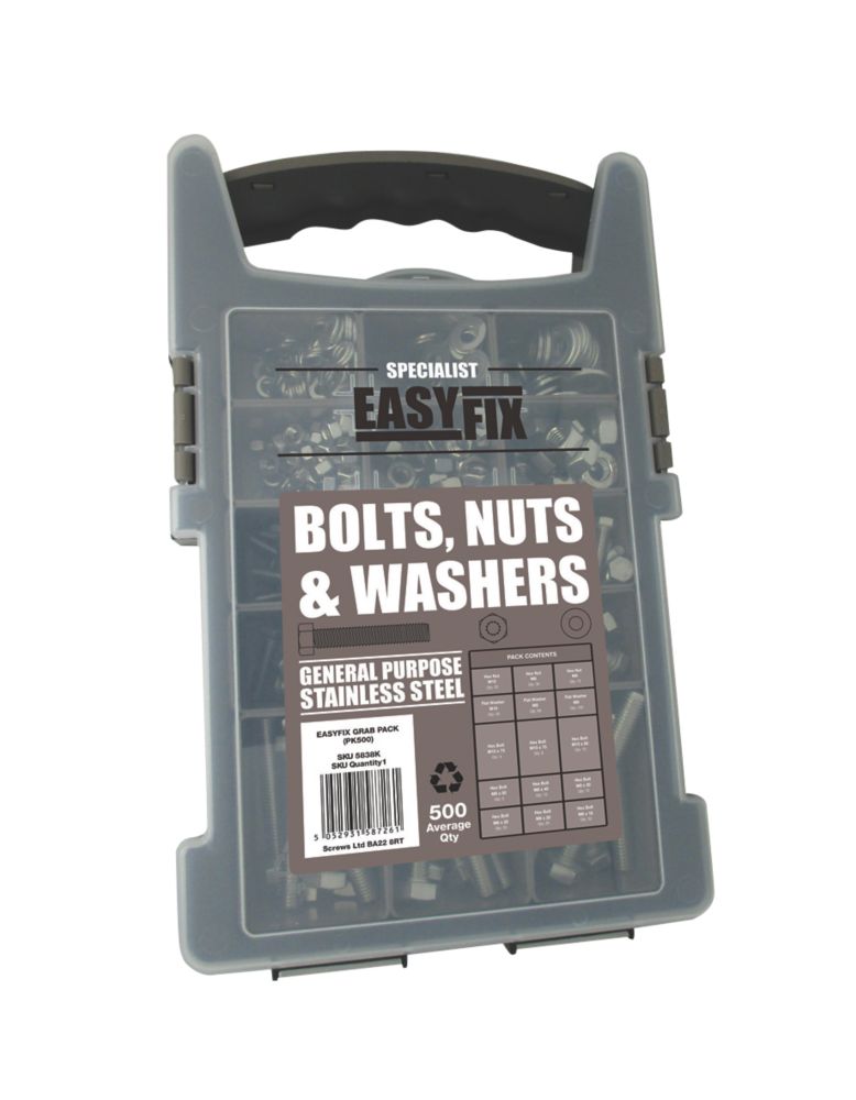 Image of Easyfix Mixed Bolts, Nuts & Washers Pack 500 Pcs 