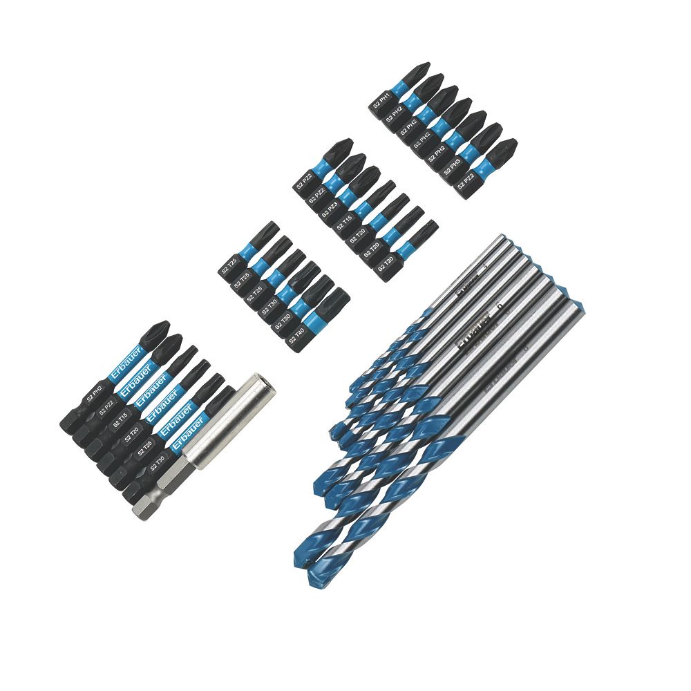Image of Erbauer Round Shank Drill Bits 35 Piece Set 