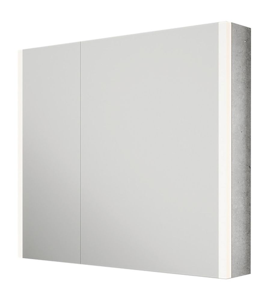 Image of Light Tech Mirrors Boston 2-Door Illuminated LED Mirror Cabinet With 2300lm LED Light Black Matt 800mm x 130mm x 700mm 