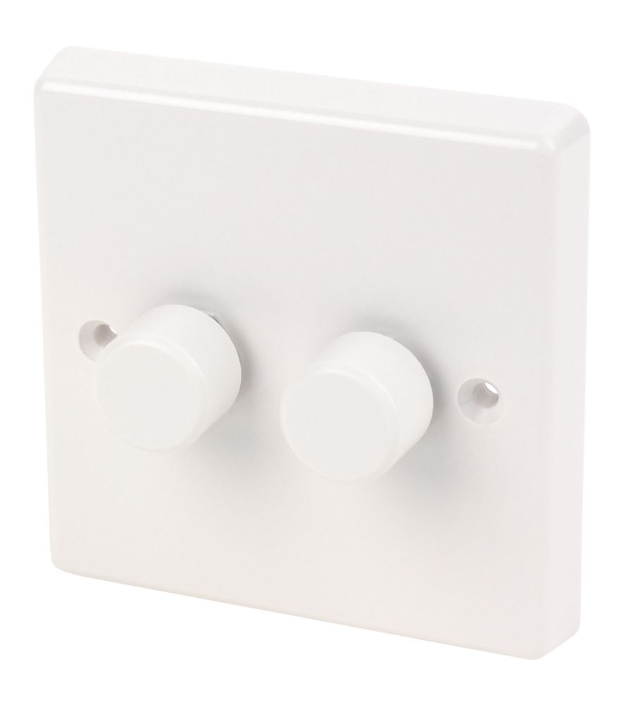 Image of Varilight V-Dim 2-Gang 2-Way Dimmer Switch White 