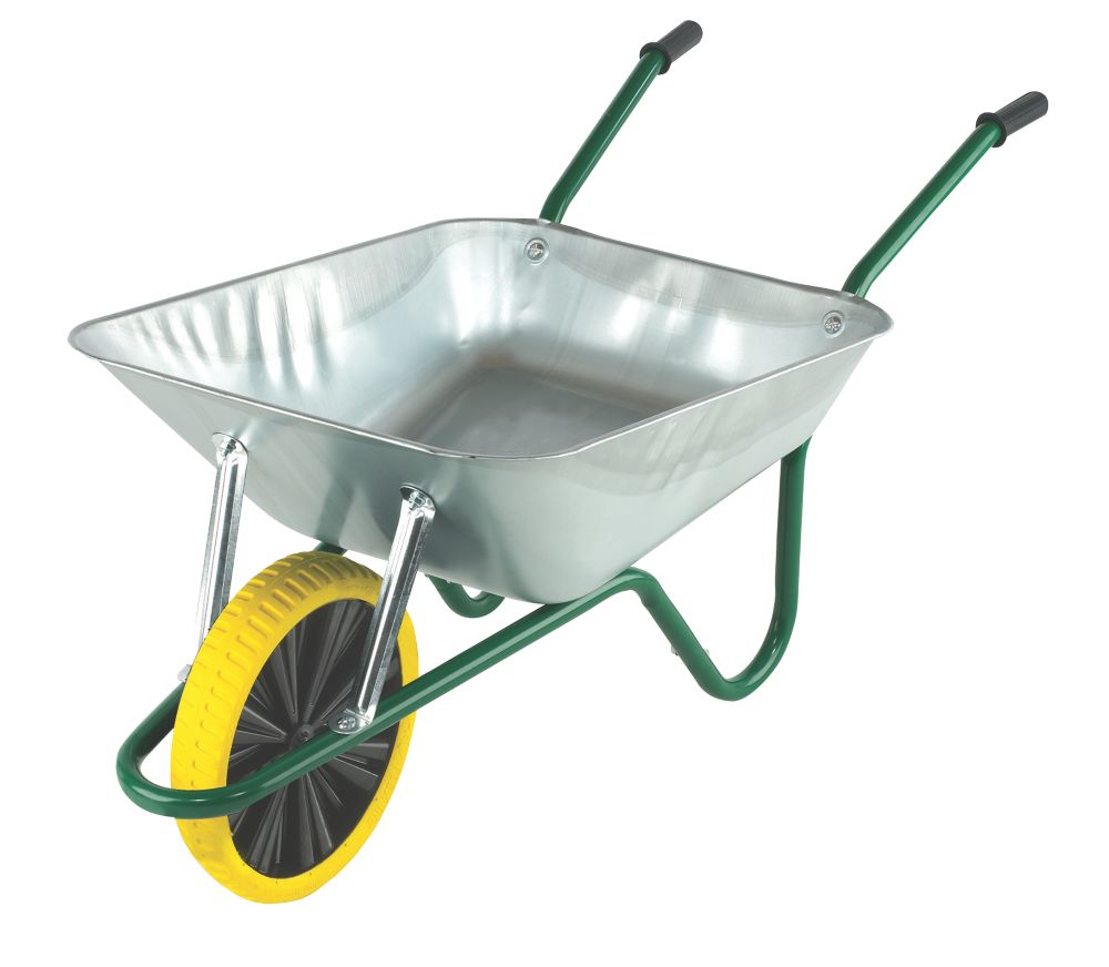 Image of Walsall Easiload Puncture-Proof Wheel Wheelbarrow Galvanised 85Ltr 