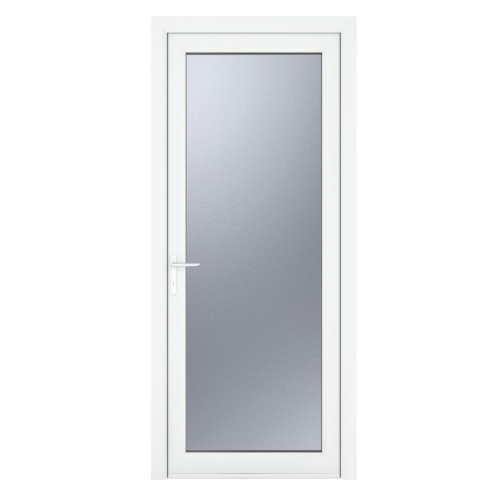 Image of Crystal Fully Glazed 1-Obscure Light RH White uPVC Back Door 2090mm x 840mm 