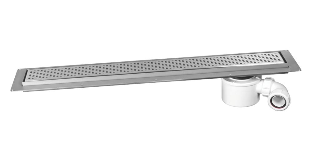 Image of McAlpine CD800-SQ Channel Drain With Grid Brushed Stainless Steel 810mm x 150mm 