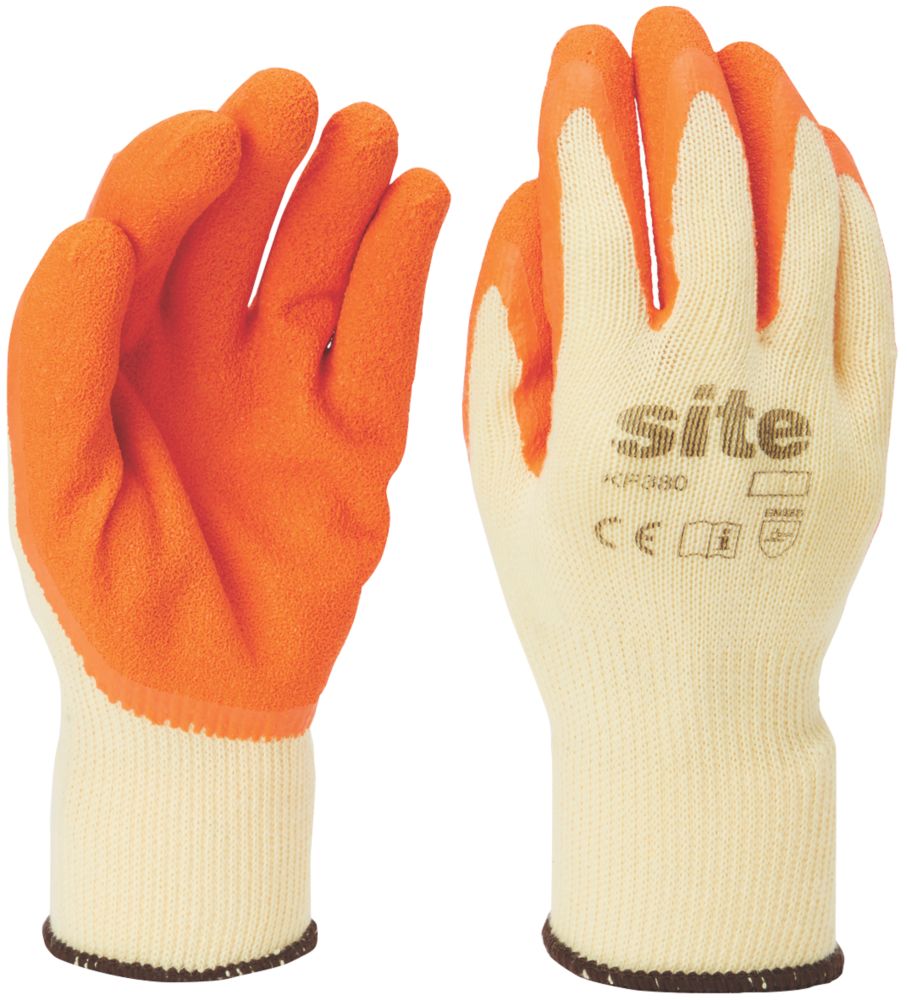 Image of Site 380 Latex Builders Gloves Orange / Yellow Large 