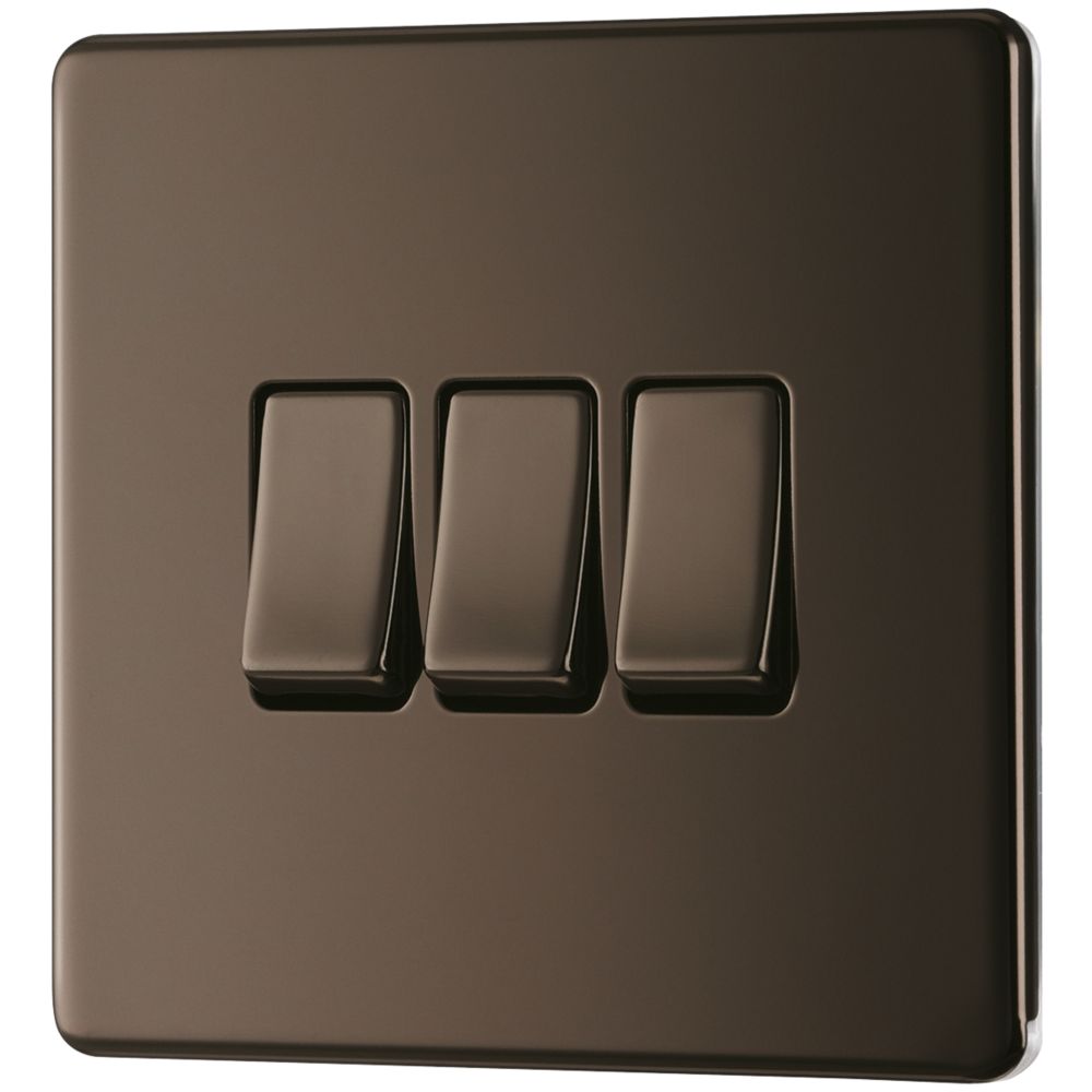 Image of LAP 20A 16AX 3-Gang 2-Way Light Switch Black Nickel 