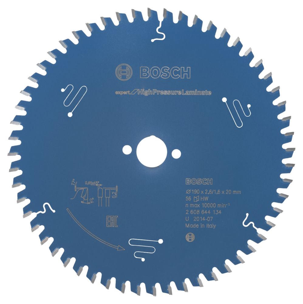 Image of Bosch Expert High Pressure Laminate Circular Saw Blade 190mm x 20mm 56T 