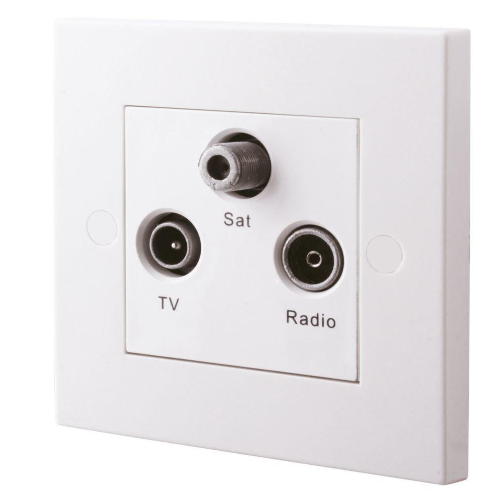 Image of British General 900 Series 1-Gang Triplex Multimedia Socket White 