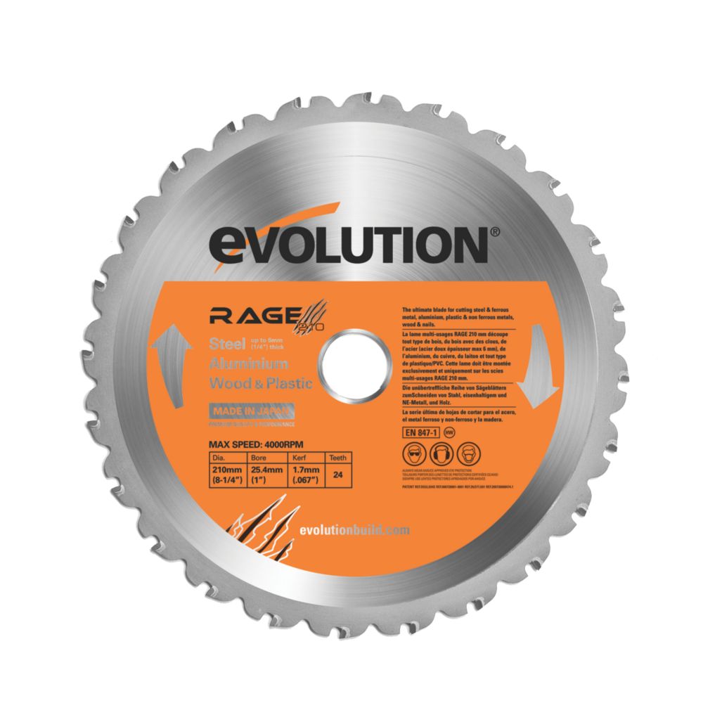 Image of Evolution Multi-Material Circular Saw Blade 210mm x 25.4mm 24T 