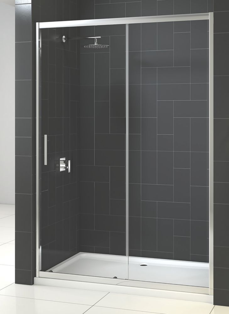 Image of Triton Fast Fix Framed Rectangular Sliding Shower Door Chrome 1000mm x 1900mm 