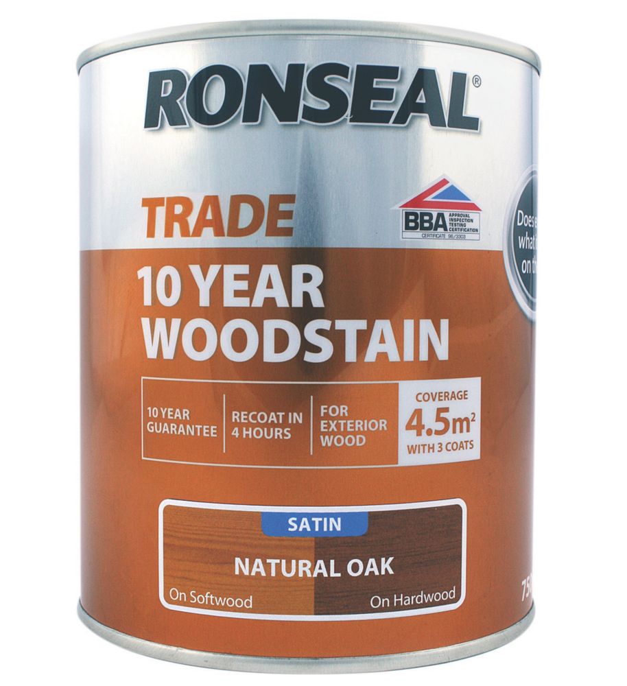 Image of Ronseal Trade 10 Year Woodstain Satin Natural Oak 750ml 
