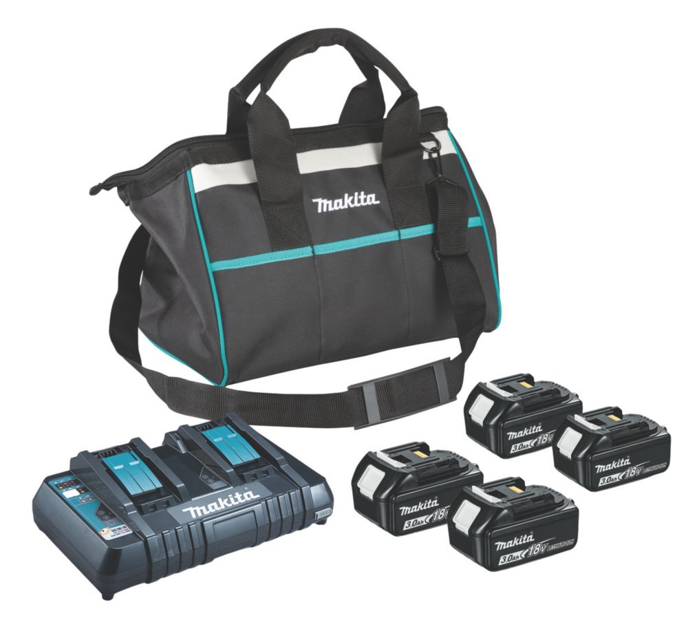 Image of Makita P-84296 18V 3.0Ah Li-Ion LXT Batteries & Charger Kit 