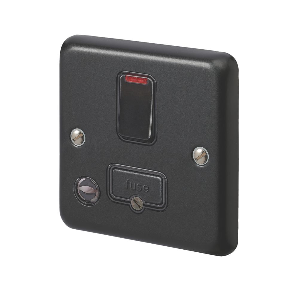 Image of MK Contoura 13A Switched Fused Spur & Flex Outlet with Neon Black with Colour-Matched Inserts 