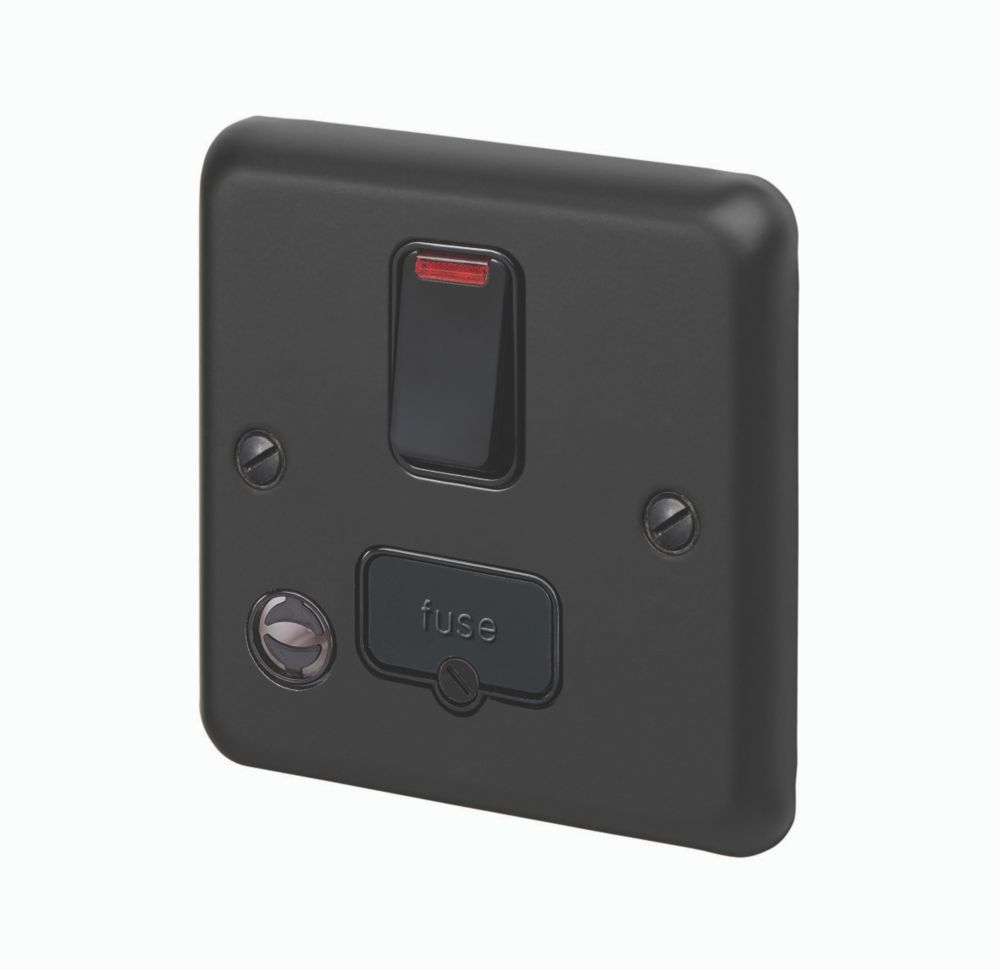 Image of MK Contoura 13A Switched Fused Spur & Flex Outlet with Neon Black with Colour-Matched Inserts 