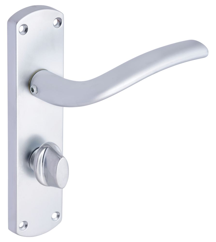 Image of Smith & Locke Corfe Fire Rated WC Door Handles Pair Satin Chrome 