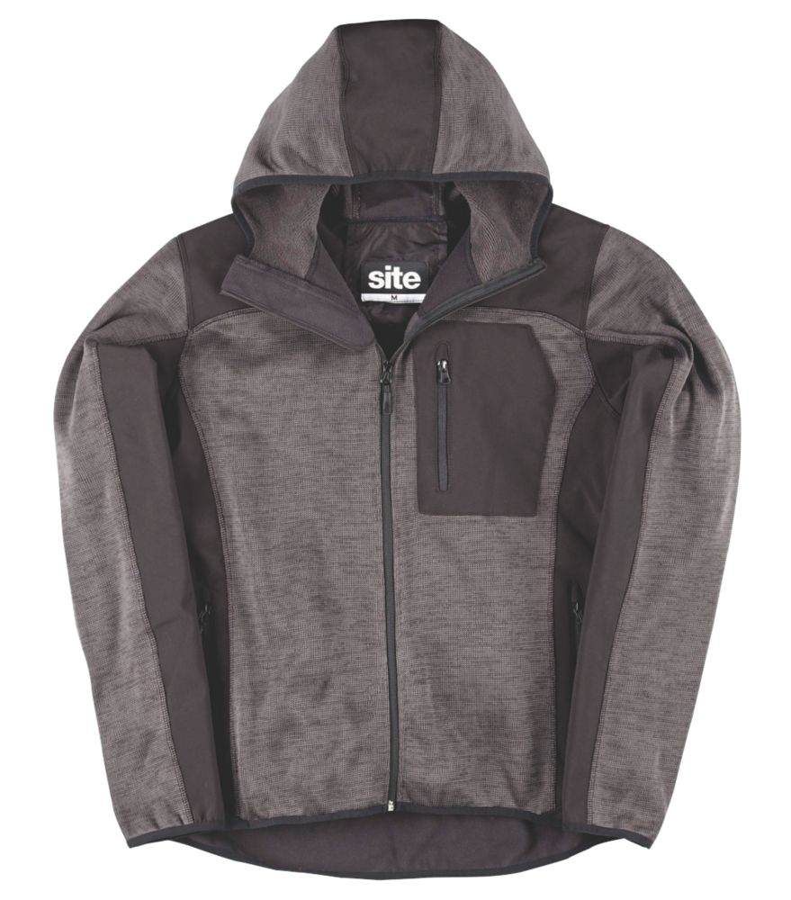 Image of Site Rowan Softshell Knitted Hoodie Dark Grey / Black X Large 42-44" Chest 