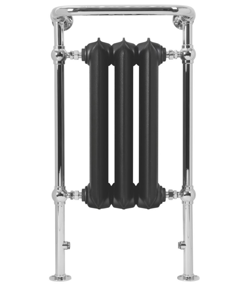 Image of Terma Plain 2-Column Cast Iron Designer Towel Rail 900mm x 490mm Black 1217BTU 