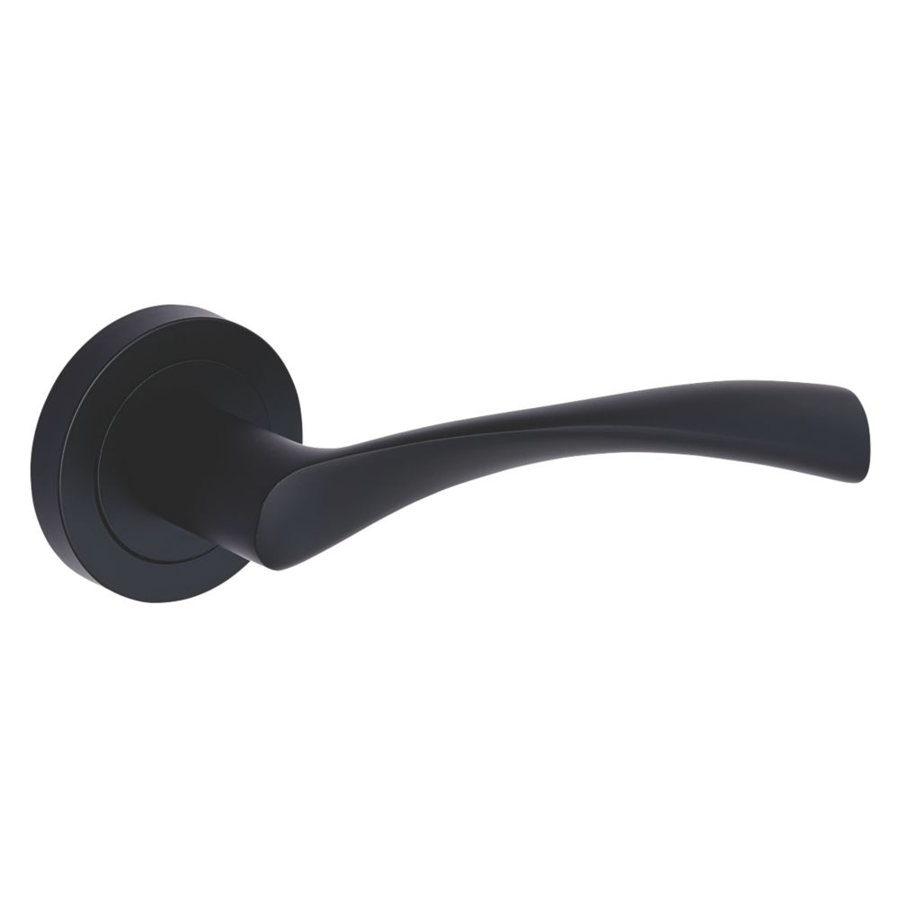 Image of Smith & Locke Bude Fire Rated Lever on Rose Door Handles Pair Matt Black 